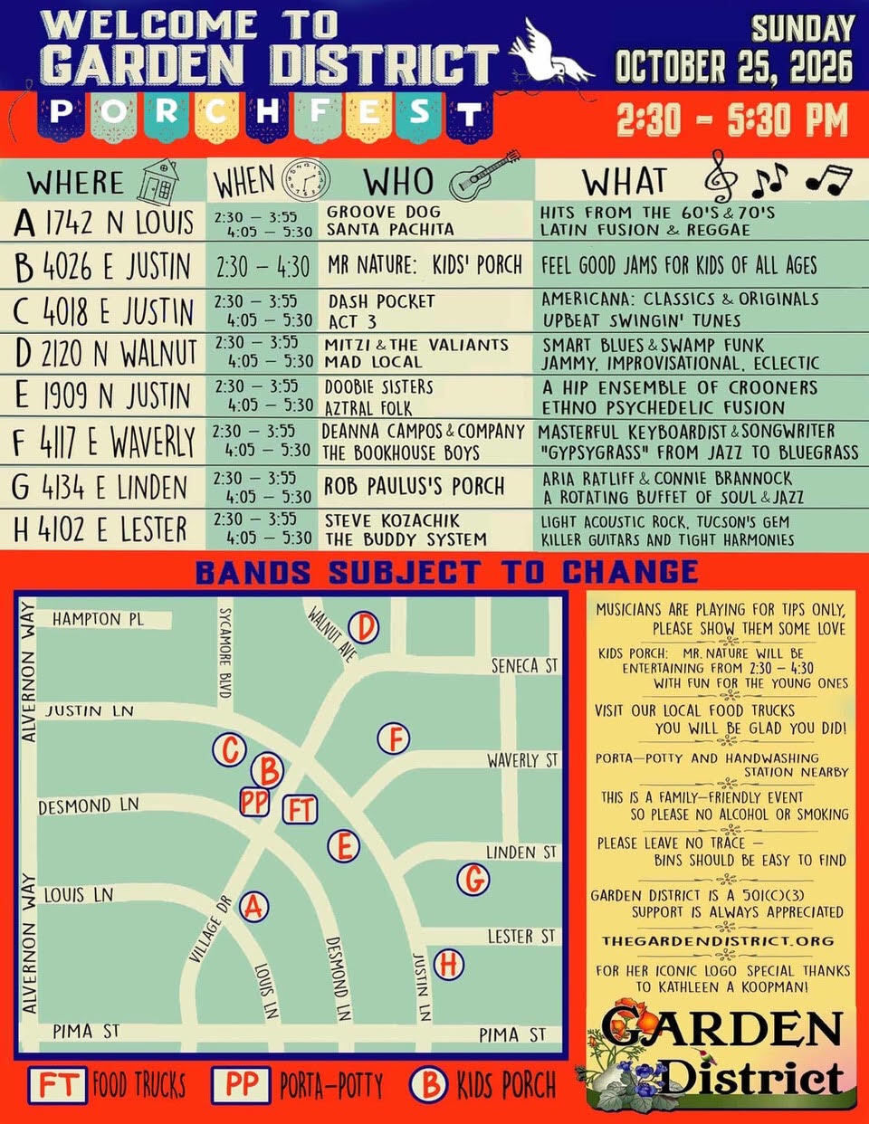 map of Garden District Porch Fest