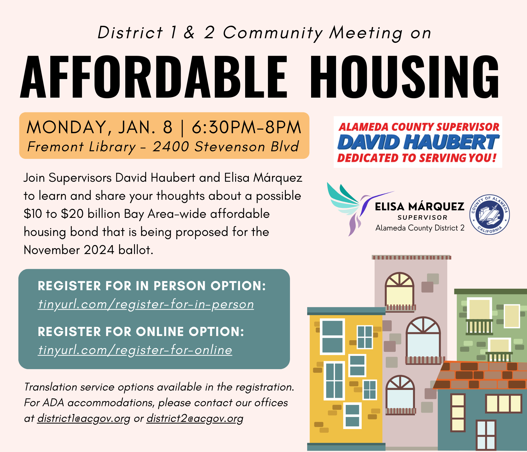 1/8 Affordable Housing Community Meeting Flyer