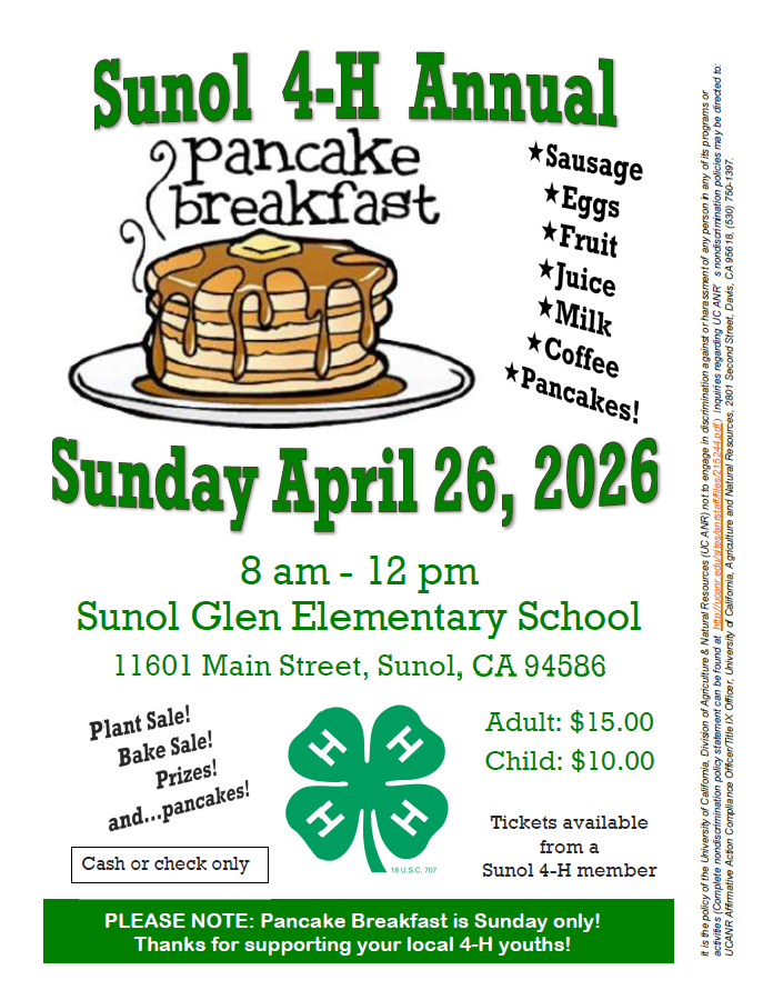 Sunol 4-H Annual Pancake Breakfast
