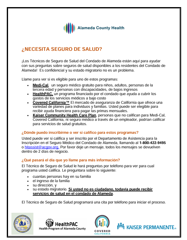 Alameda County Health Flyer