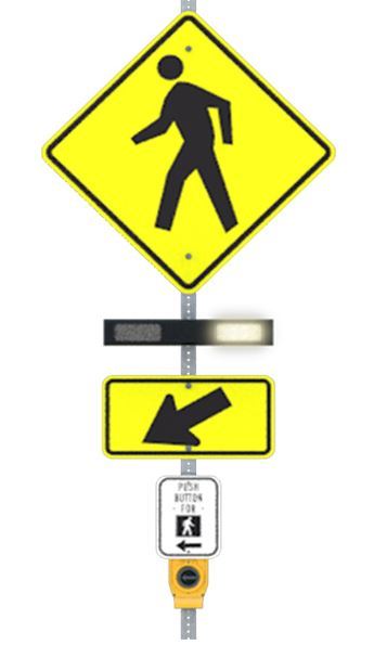 graphic of a pedestrian yield sign and rapid flashing beacon 