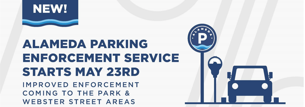 Headline of flyer: NEW parking enforcement service starts May 23
