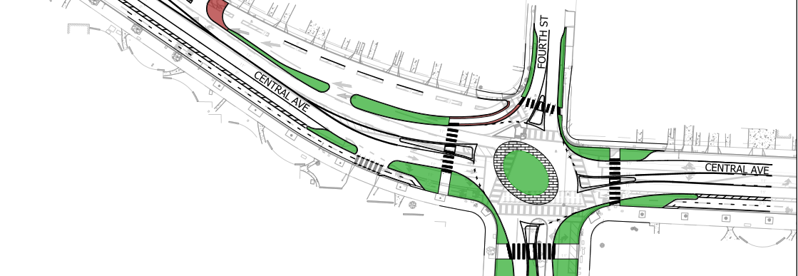 Roundabout concept for Central/4th/Ballena