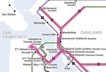 Snippet of Link21 map showing broad gauge (BART) option for technology to use