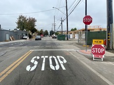 photo of new stop signs on Clement Ave 