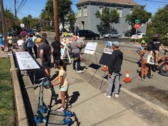 Photo of people at Pacific and Chestnut at Greenway Pop-up on 9/28/24