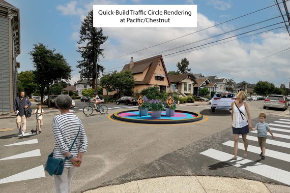 Rendering of traffic circle at Pacific and Chestnut