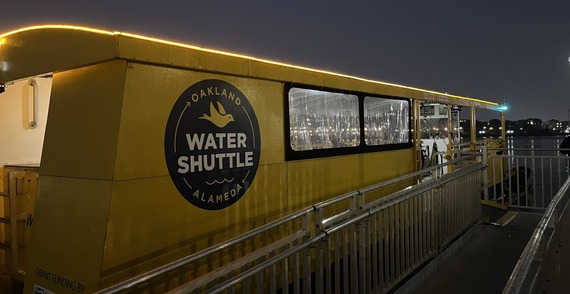 Photo of exterior of Woodstock vessel at night