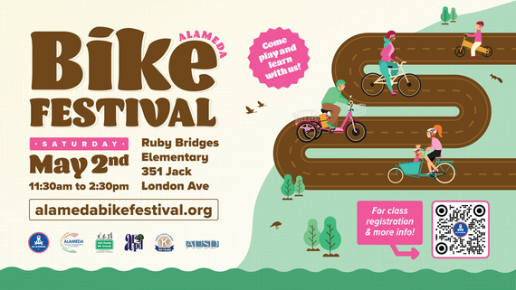 Graphic with info about date, time and place of Bike Festival, May 2