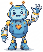 Friendly, waving robot