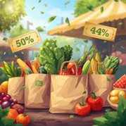 Paper grocery bags full of produce