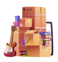 piled boxes of stuff