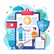 two-men-with-clipboard-and-shield-to-illustrate-healthcare-protection