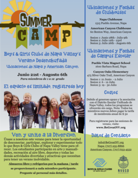 Spanish Flyer for Boys and Girls Club Camp