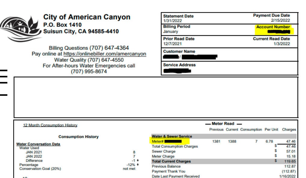 Friendly Reminder City of American Canyon is Announcing Water Portal