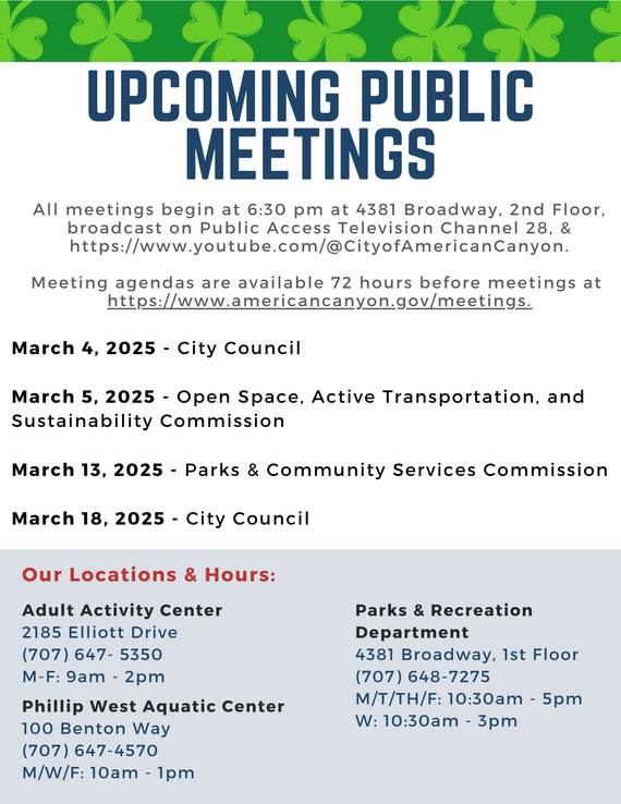 March Upcoming Meetings