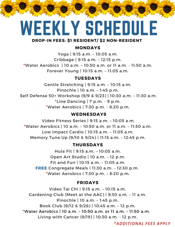 AAC September Weekly Schedule