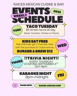 Taco Tues. Raices Restaurant 2025