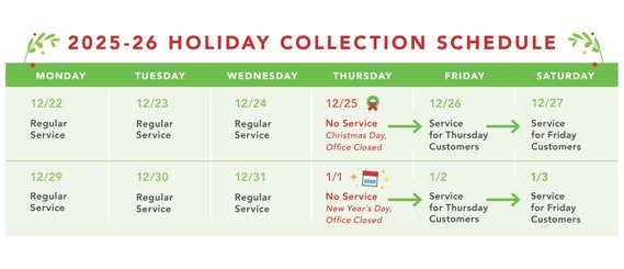 Holiday Collection Schedule 2025-26