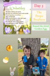 Two preschool children in park holding blue bunnies