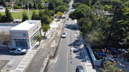 Drone footage of Pavement work near Villa Avenue