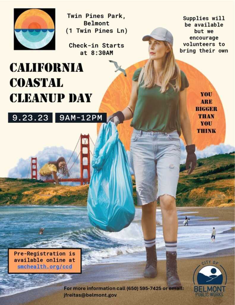 2023 Coastal Cleanup in Belmont poster