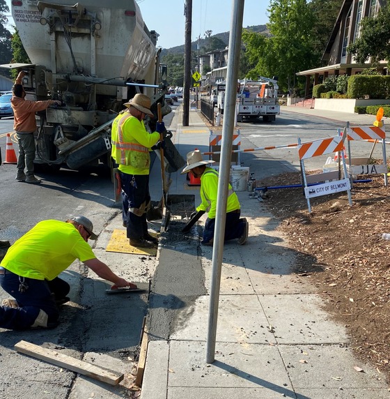 Public Works Repairing Sidewalks