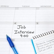 Image of calendar that writes job interview 9:00