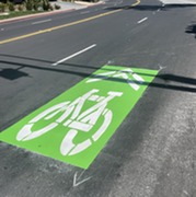 Bike lane symbol that was just repainted