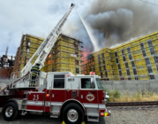 Fire in redwood city and fire truck