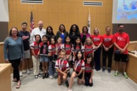 Belmont Blast Softball team photo with City Council