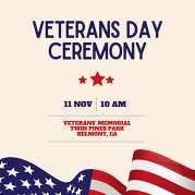 Veterans Day Ceremony, Nov 11 10 am, veterans memorial in twin pines park, Belmont CA