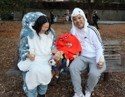 Family at the halloween event having ice cream