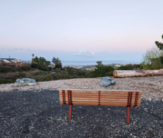 A bench overlooking the Belmont hills
