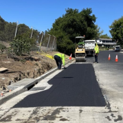 Public Works asphalt replacement finishing
