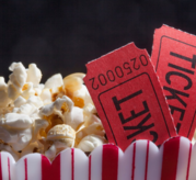 Movie tickets and popcorn