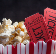 Popcorn and movie ticket