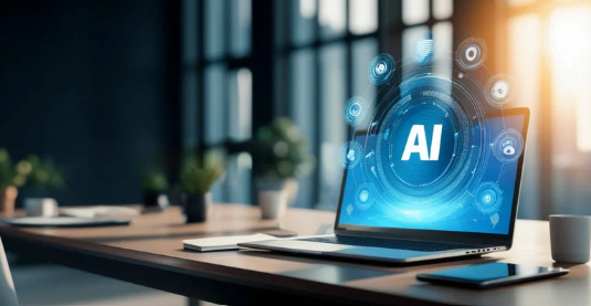 A computer with AI on the screen sitting on a desk