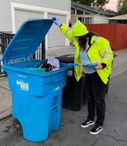 Staff  checking bins
