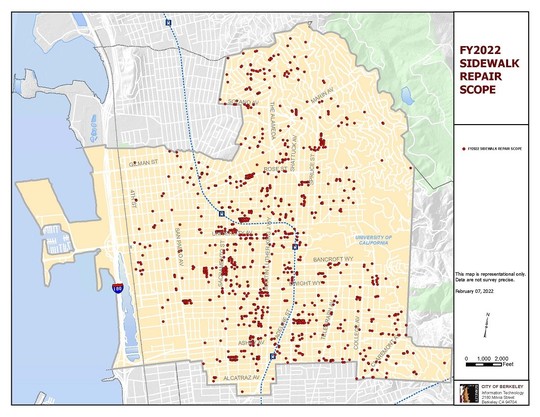 Map of City Wide FY22 Sidewalk Repair