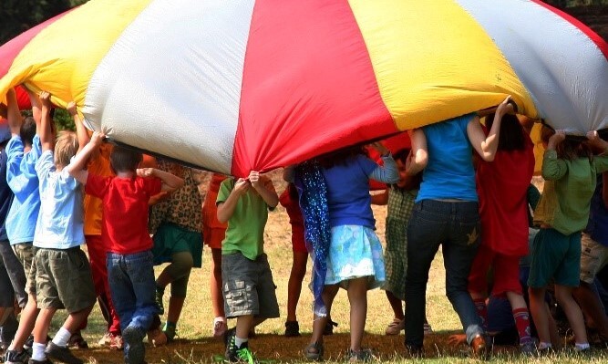 Day Campers with Parachute