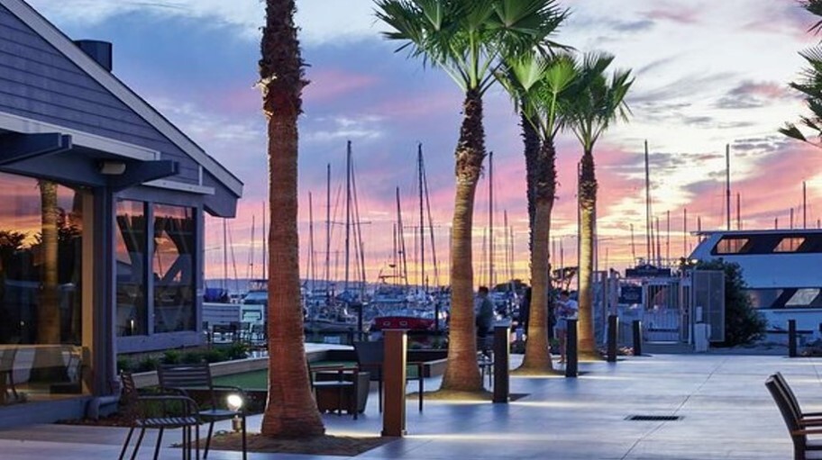 Waterfront patio and boats photo
