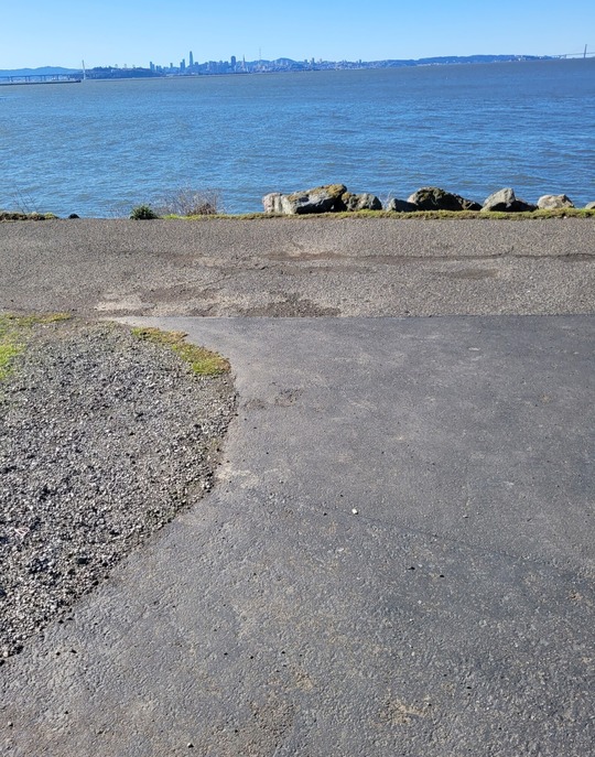Cesar Chavez photo with view of SF