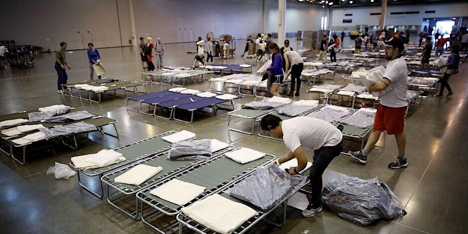 Cots at shelter 