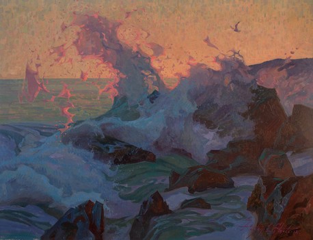 Artwork titled "The Wave" by Alexey Steele, 2018, oil on canvas, 30"x40"