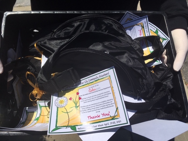 Bags with thank you notes for CERT volunteers