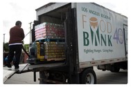 large truck with pallets of canned food