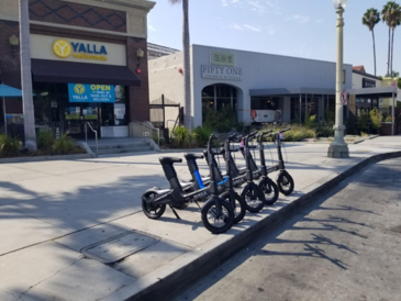 Wheels Micro Mobility Devices Parked in Downtown Culver City