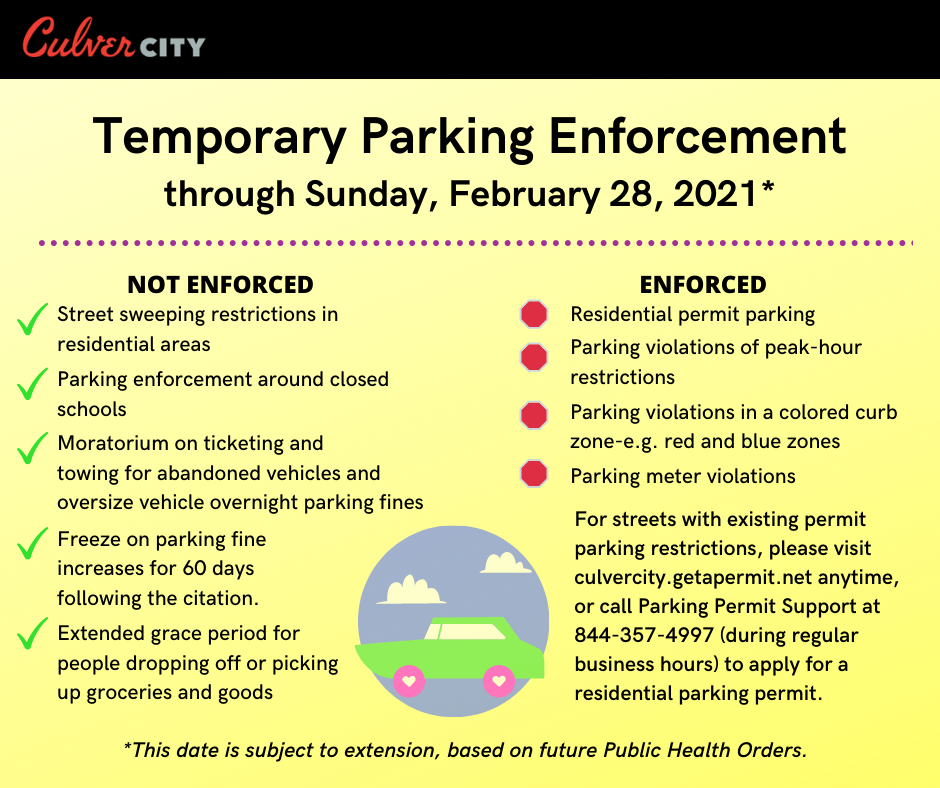 Temporary Parking Enforcement through Feb. 28. Click here for full text available on website. 