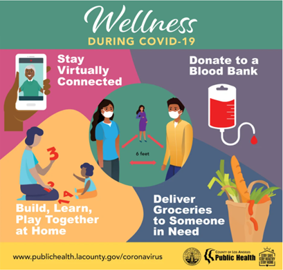 Wellness during COVID-19; stay virtually connected, donate to a blood bank, deliver groceries to someone, build, learn, play together